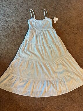 Wallflower Juniors Pale Blue Tiered Maxi Dress with Spaghetti Straps